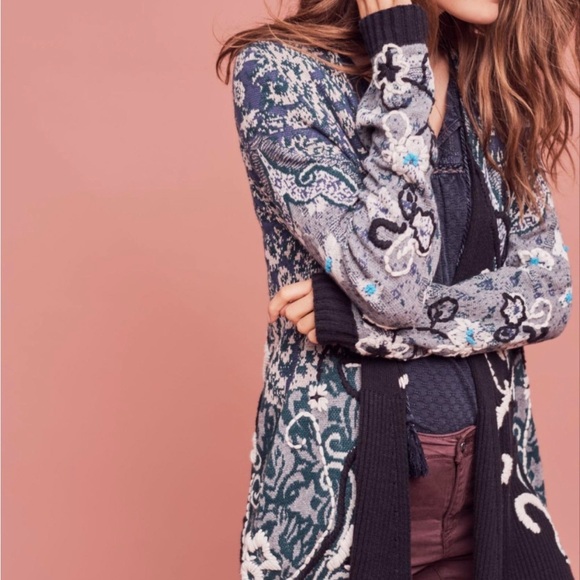 Anthropologie HWR Monogram Emmia Cardigan Sweater - Picture 4 of 10